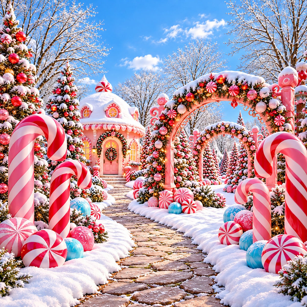 Candyland Christmas Garage Door Banner Pink Wonderland Arch Christmas Outdoor Garage Door Decor HQ610-56-1 Car