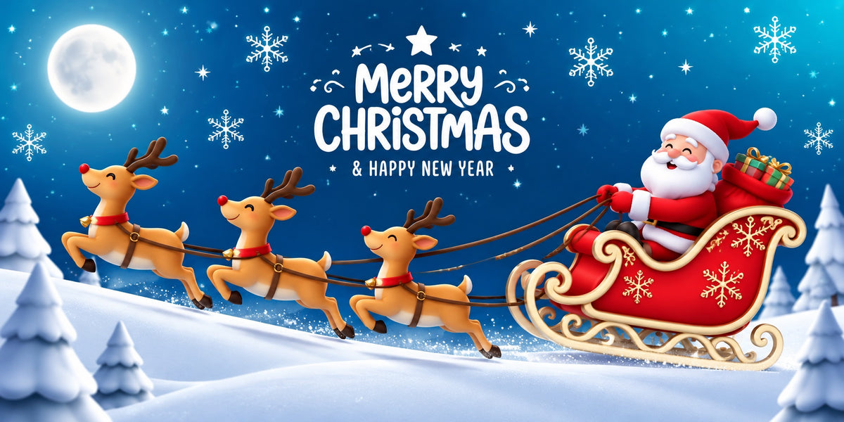 Snowflake Christmas Garage Door Banner Moonlit Santa Reindeer Christmas Garage Door Banner Decoration HQ610-57-2 Car