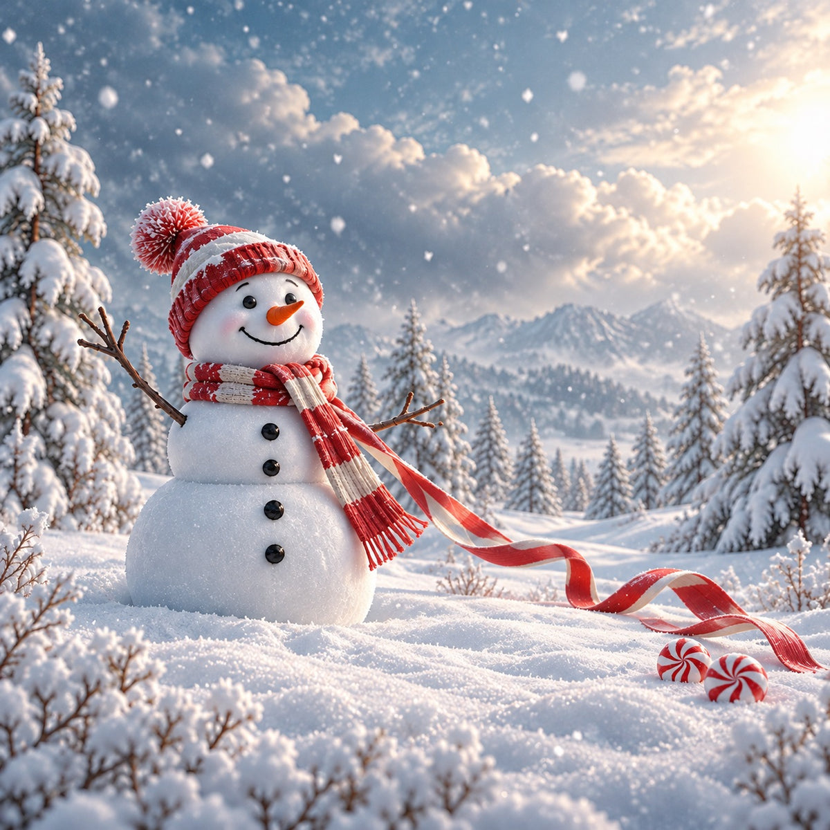 Snow Forest Christmas Garage Door Cover Snowman Hat Scarf Christmas Garage Door Cover HQ610-58-1 Car