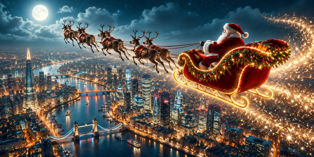 Santa Reindeer Christmas Garage Door Banner London Skyline Sleigh Christmas Garage Door Decoration HQ610-59-2 Car