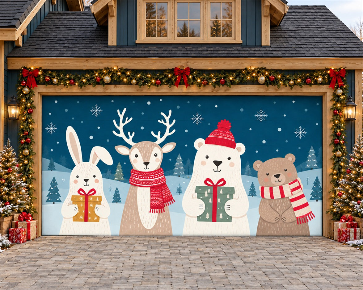 Cute Christmas Garage Door Cover Animals Friend Gifts Christmas Garage Door Decor HQ610-6-2 Car