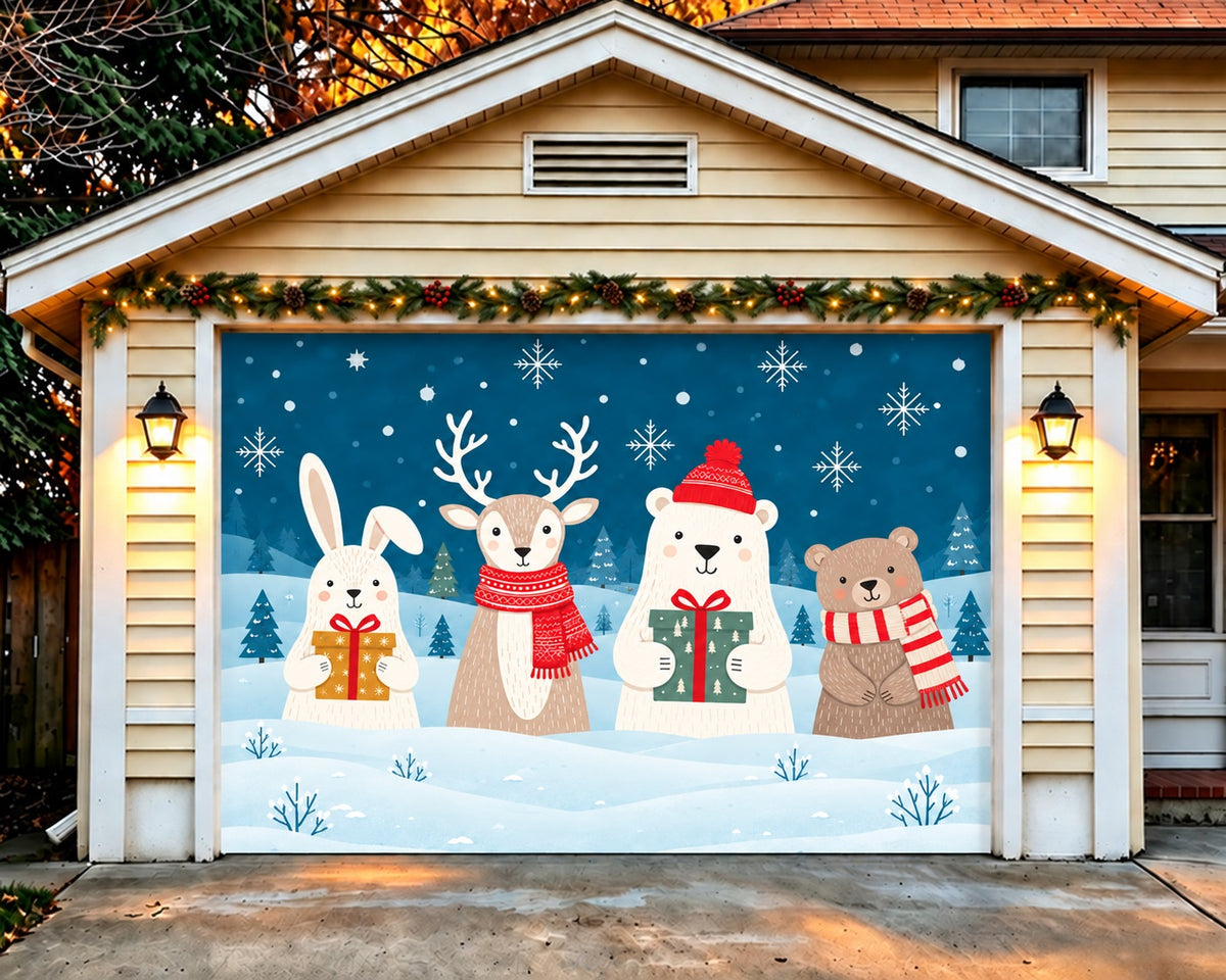 Cute Christmas Garage Door Cover Animals Friend Gifts Christmas Garage Door Decor HQ610-6-1 Car