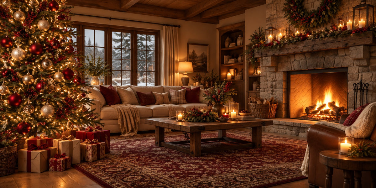 Living Room Christmas Garage Door Cover Cozy Sofa Fireplace Christmas Garage Door Decoration HQ610-62-2 Car