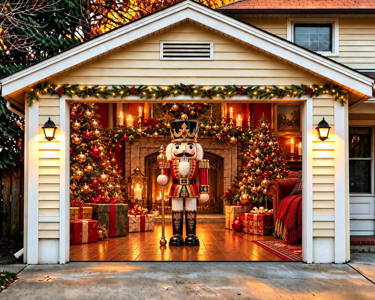 Nutcracker Christmas Garage Door Cover Fireplace Tree Display Christmas Holiday Garage Door Cover HQ610-64-1 Car