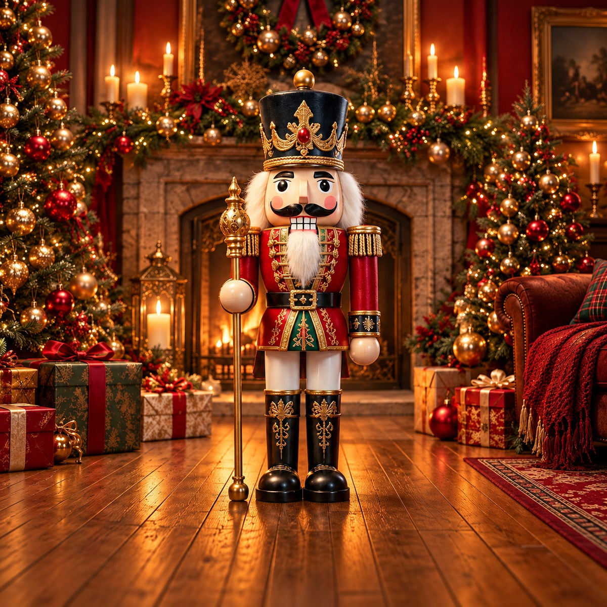 Nutcracker Christmas Garage Door Cover Fireplace Tree Display Christmas Holiday Garage Door Cover HQ610-64-1 Car