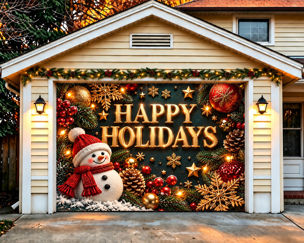 Christmas Ornament Garage Door Cover Snowman Holiday Greeting Christmas Garage Door Banner Decoration HQ610-66-1 Car