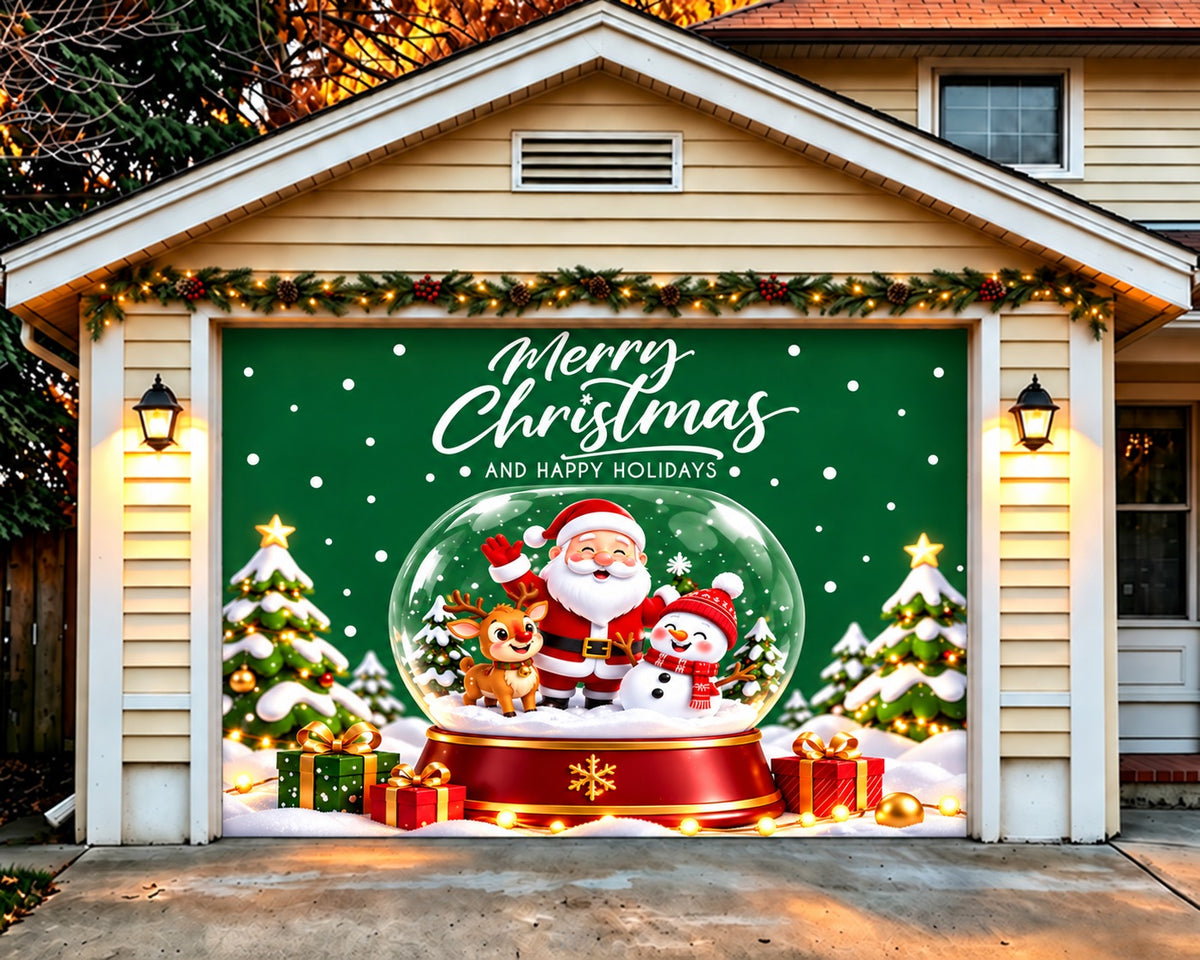 Christmas Santa Garage Door Banner Snow Globe Gift Christmas Garage Door Decoration HQ610-68-1 Car