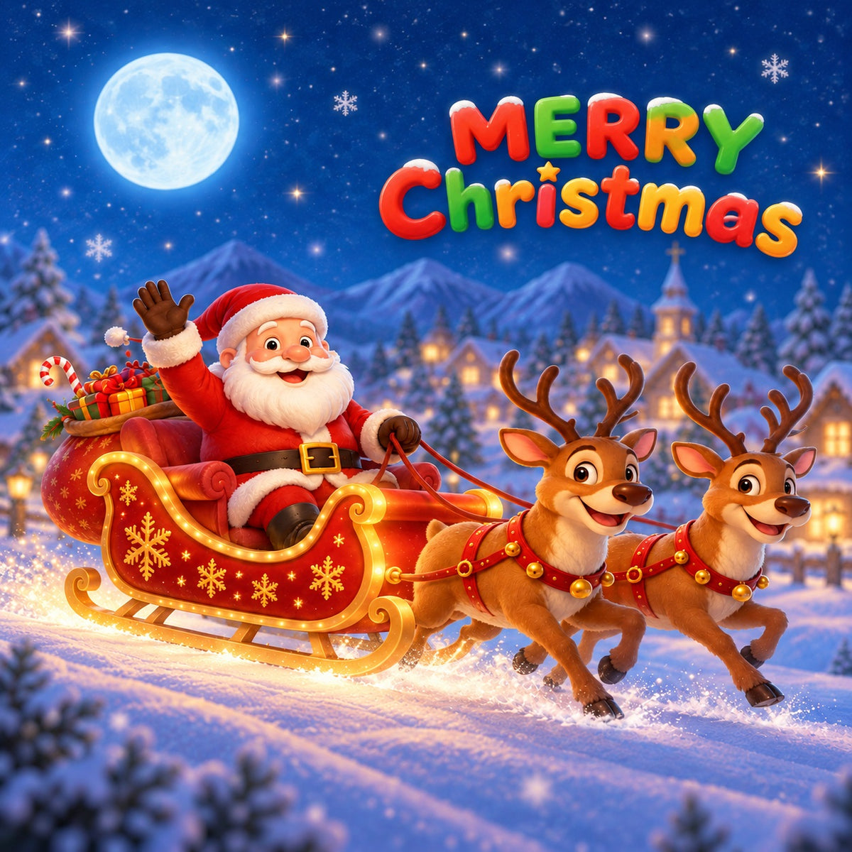 Winter Christmas Garage Door Cover Santa Reindeer Sleigh Christmas Garage Door Decor HQ610-69-1 Car