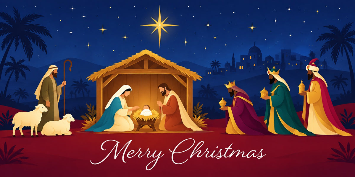 Nativity Christmas Garage Door Cover Star Three Kings Christmas Garage Door Banner HQ610-7-2 Car