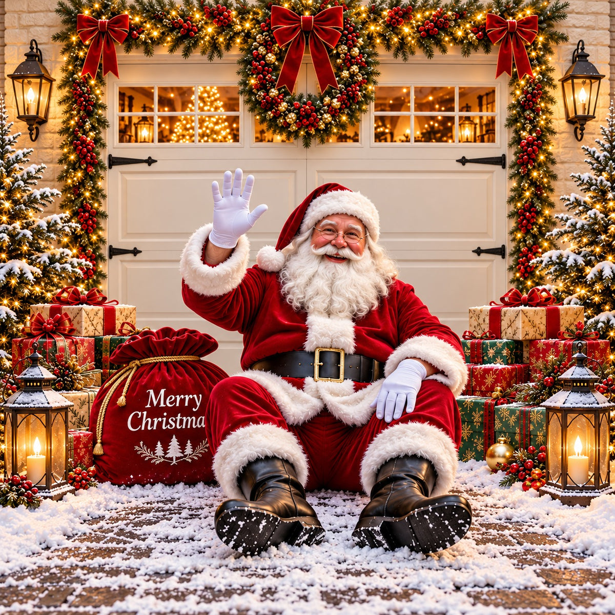 Front Door Christmas Garage Door Banner Santa Gift Sack Christmas Garage Door Decoration HQ610-77-1 Car