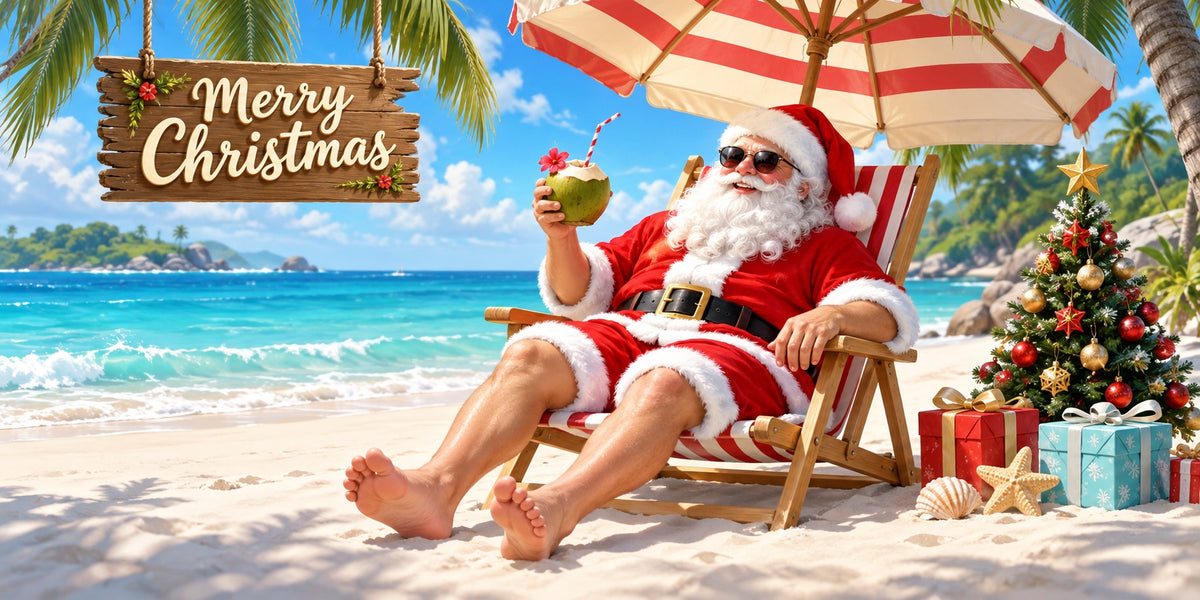 Santa Claus Christmas Garage Door Cover Tropical Beach Relaxation Christmas Garage Door Banner HQ610-79-2 Car