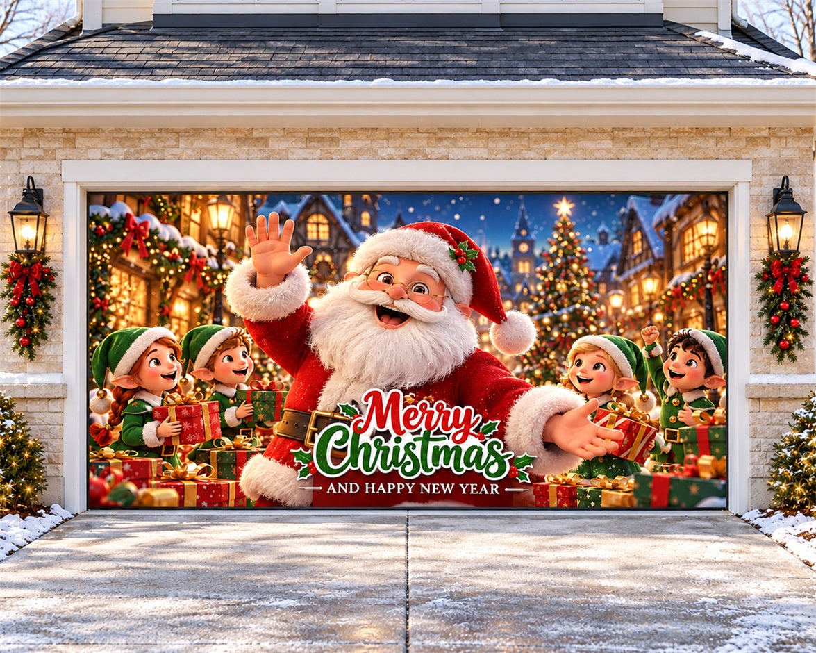 Christmas Theme Garage Door Cover Santa Gift Celebration Outdoor Christmas Garage Door Decoration HQ610-80-2 Car