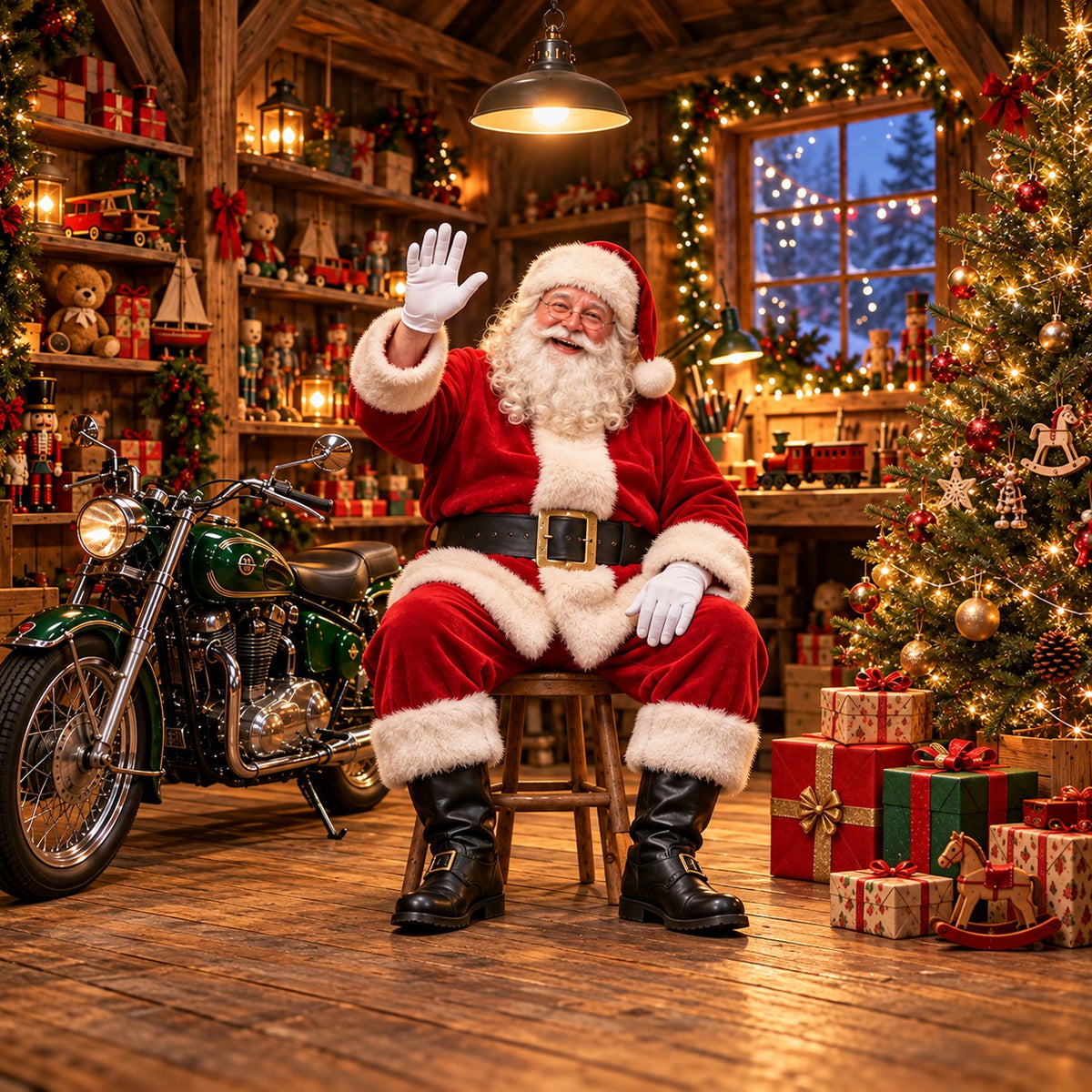 Santa Workshop Christmas Garage Door Banner Motorcycle Gift Tree Christmas Garage Door Cover HQ610-81-1 Car