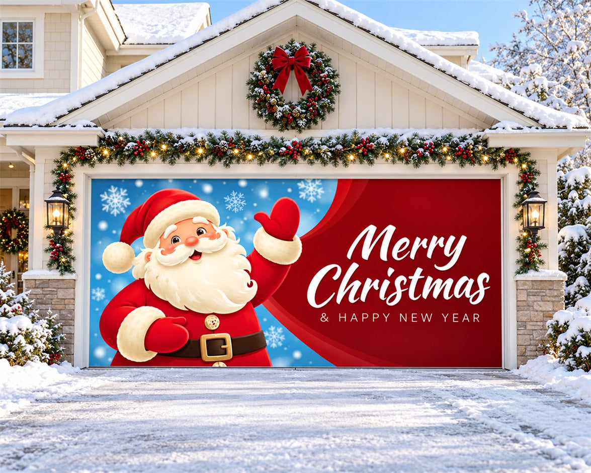 Merry Christmas Garage Door Cover Cartoon Santa Greeting Christmas Holiday Garage Door Cover HQ610-82-2 Car