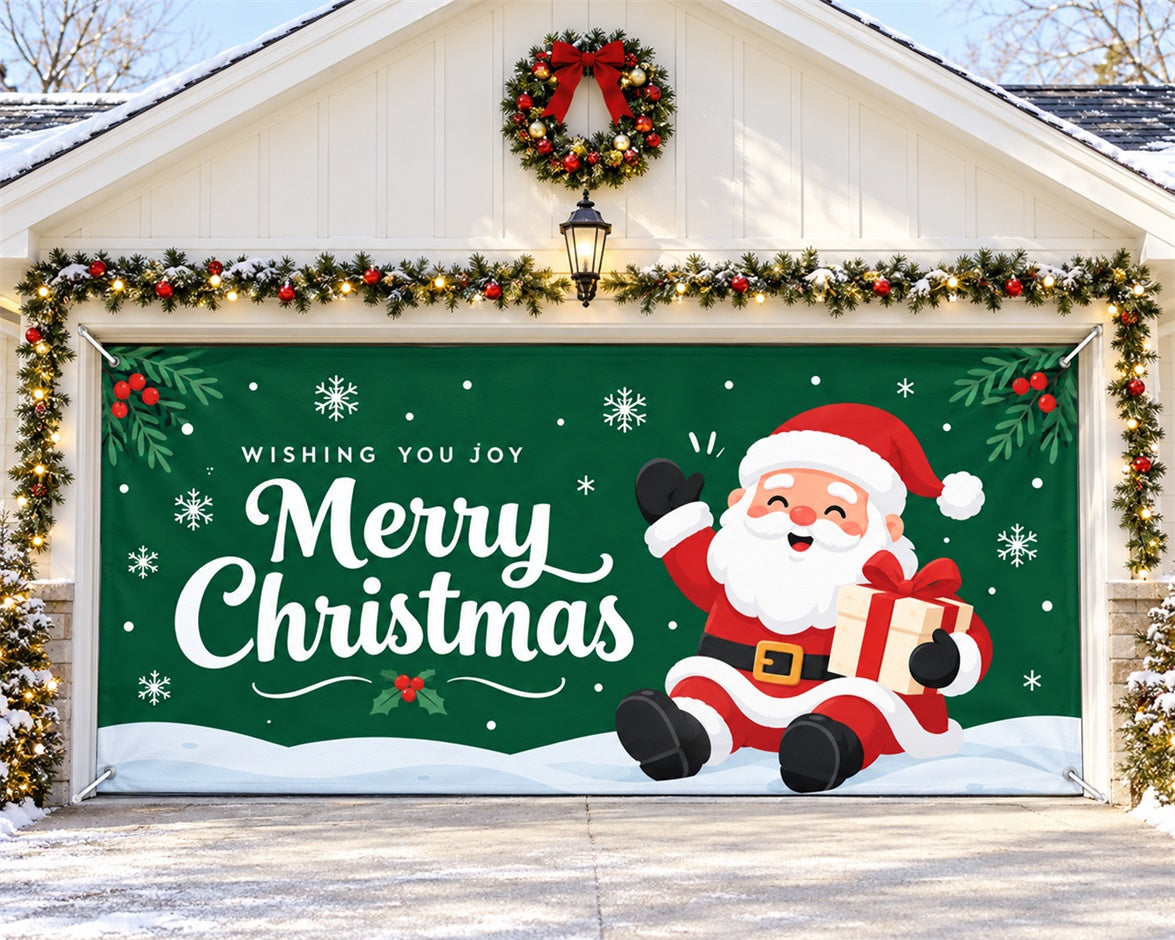 Santa Christmas Garage Door Cover Festive Gift Greetings Christmas Garage Door Banner Decoration HQ610-84-2 Car