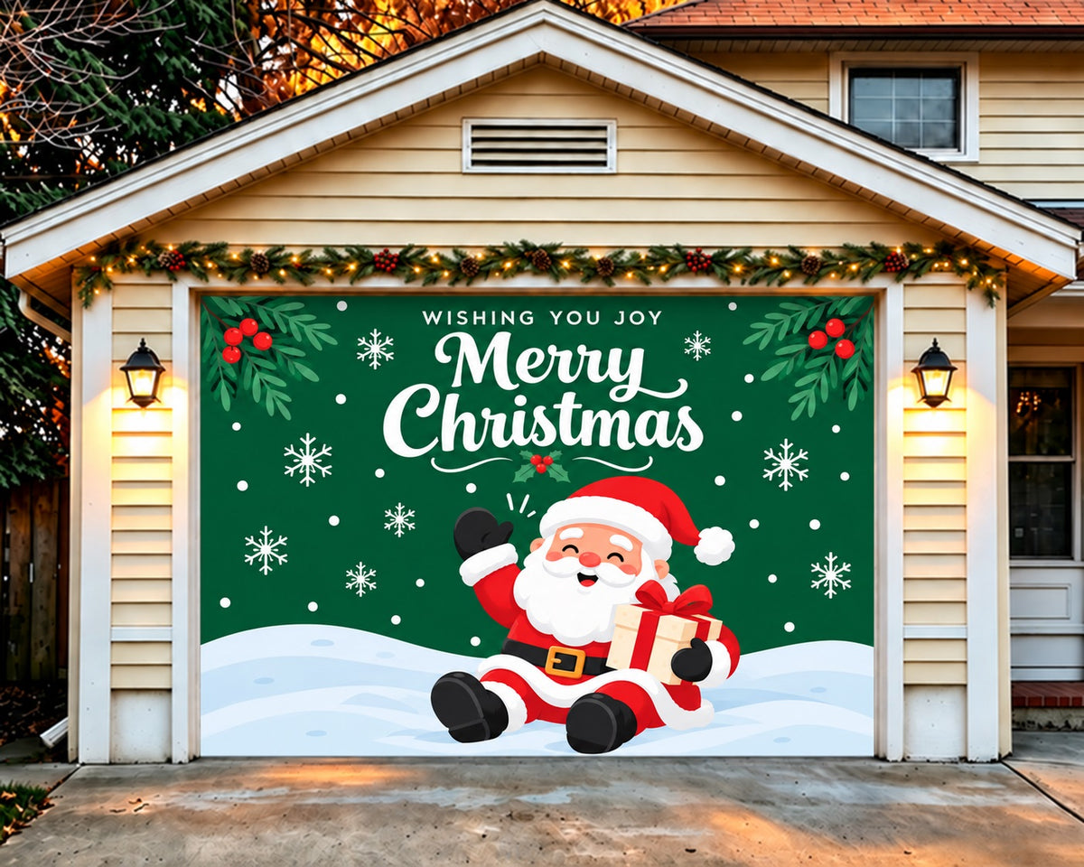 Santa Christmas Garage Door Cover Festive Gift Greetings Christmas Garage Door Banner Decoration HQ610-84-1 Car