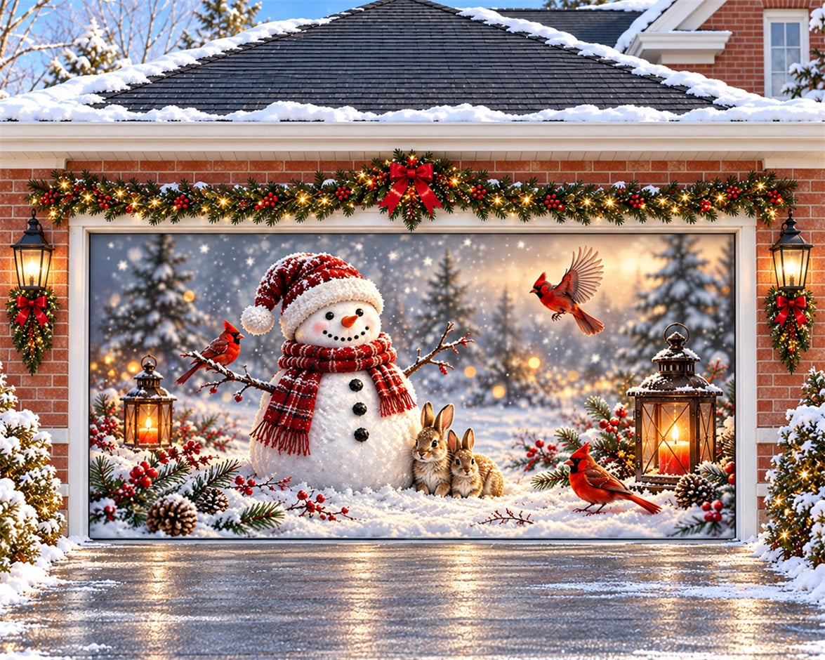 Snow Christmas Garage Door Cover Forest Snowman Friends Christmas Garage Door Decor HQ610-87-2 Car