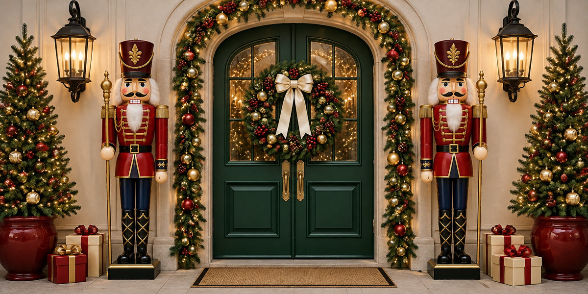 Entryway Christmas Garage Door Cover Nutcracker Doorway Guards Christmas Holiday Garage Door Cover HQ610-91-2 Car