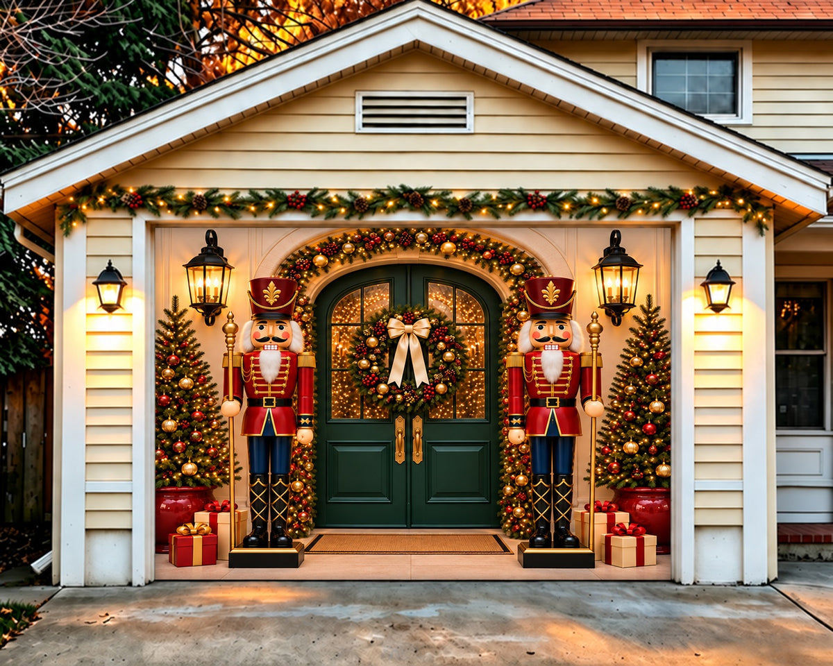 Entryway Christmas Garage Door Cover Nutcracker Doorway Guards Christmas Holiday Garage Door Cover HQ610-91-1 Car