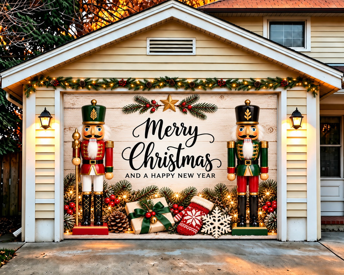 Nutcracker Christmas Garage Door Cover Wood Holiday Greeting Christmas Garage Door Decoration HQ610-95-1 Car