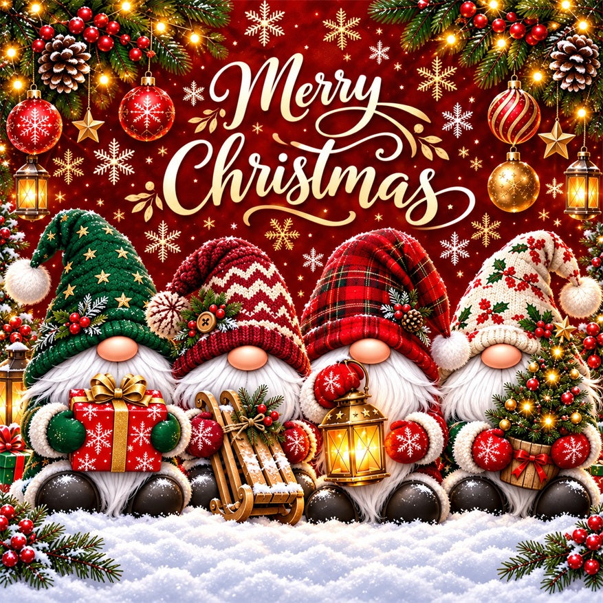 Funny Christmas Garage Door Cover Snowflake Gnome Gathering Christmas Garage Door Decor HQ610-96-1 Car