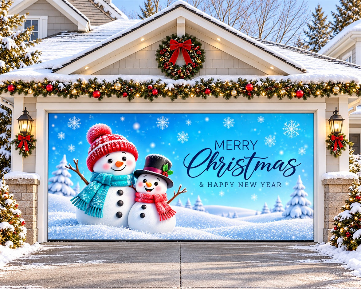 Winter Christmas Garage Door Cover Snowman Hug Greeting Outdoor Christmas Garage Door Decoration HQ610-98-2 Car