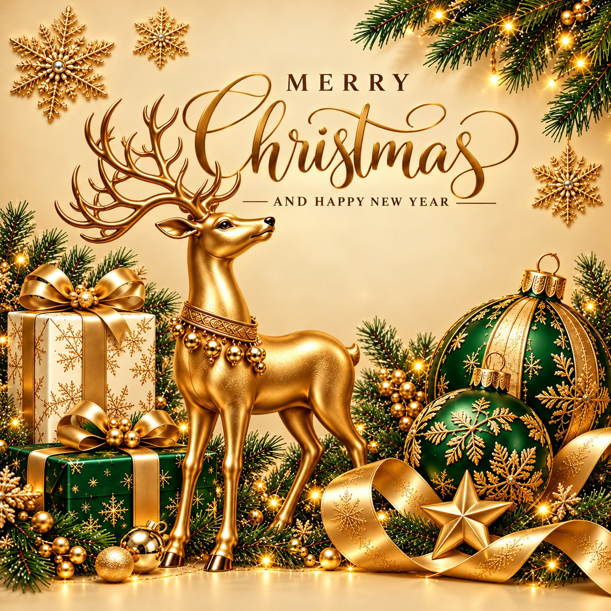 Merry Christmas Garage Door Cover Golden Reindeer Elegance Outdoor Christmas Garage Door Cover HQ610-99-1 Car