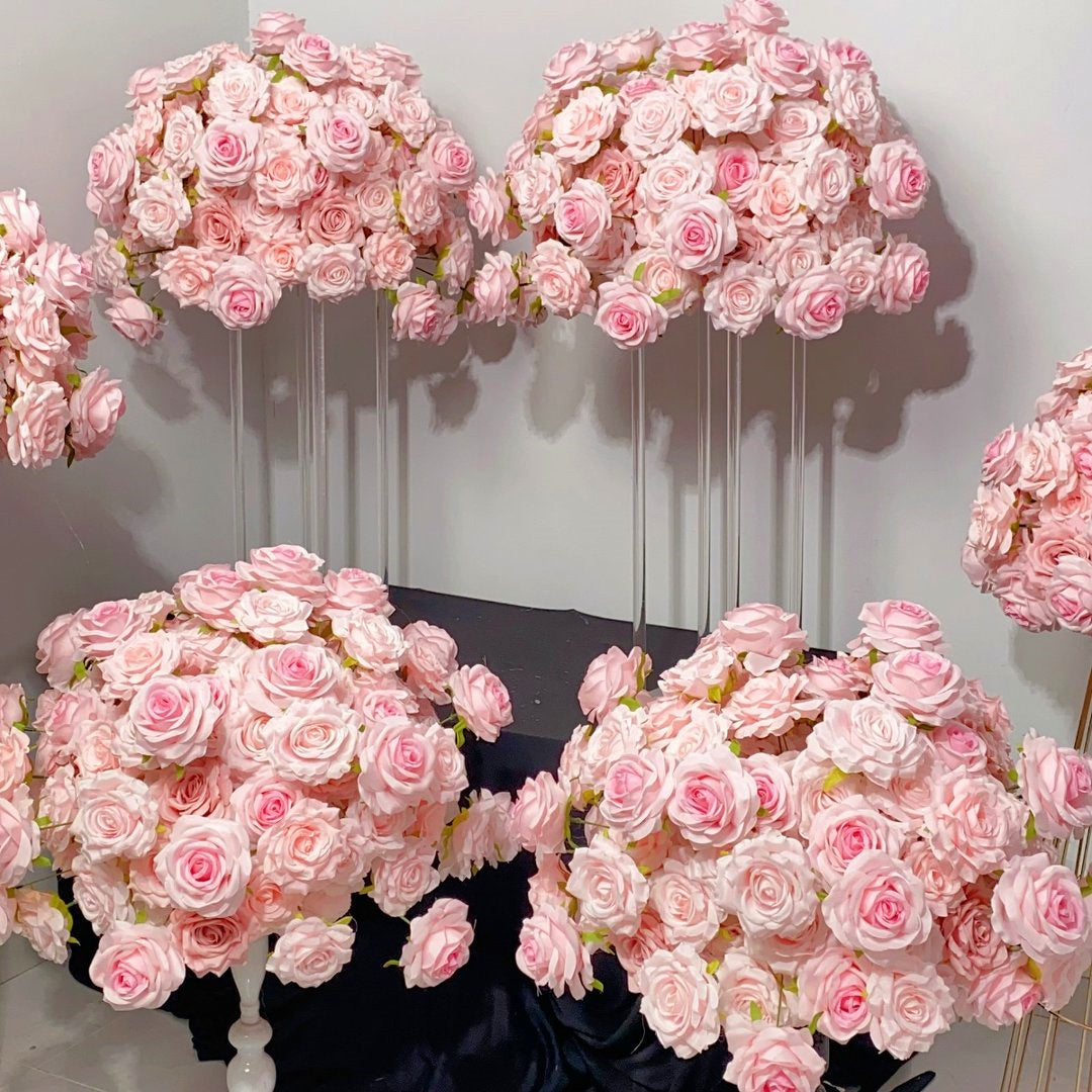 High Density Pink Rose Floral Centerpiece for Wedding Table Decor ADFC-125