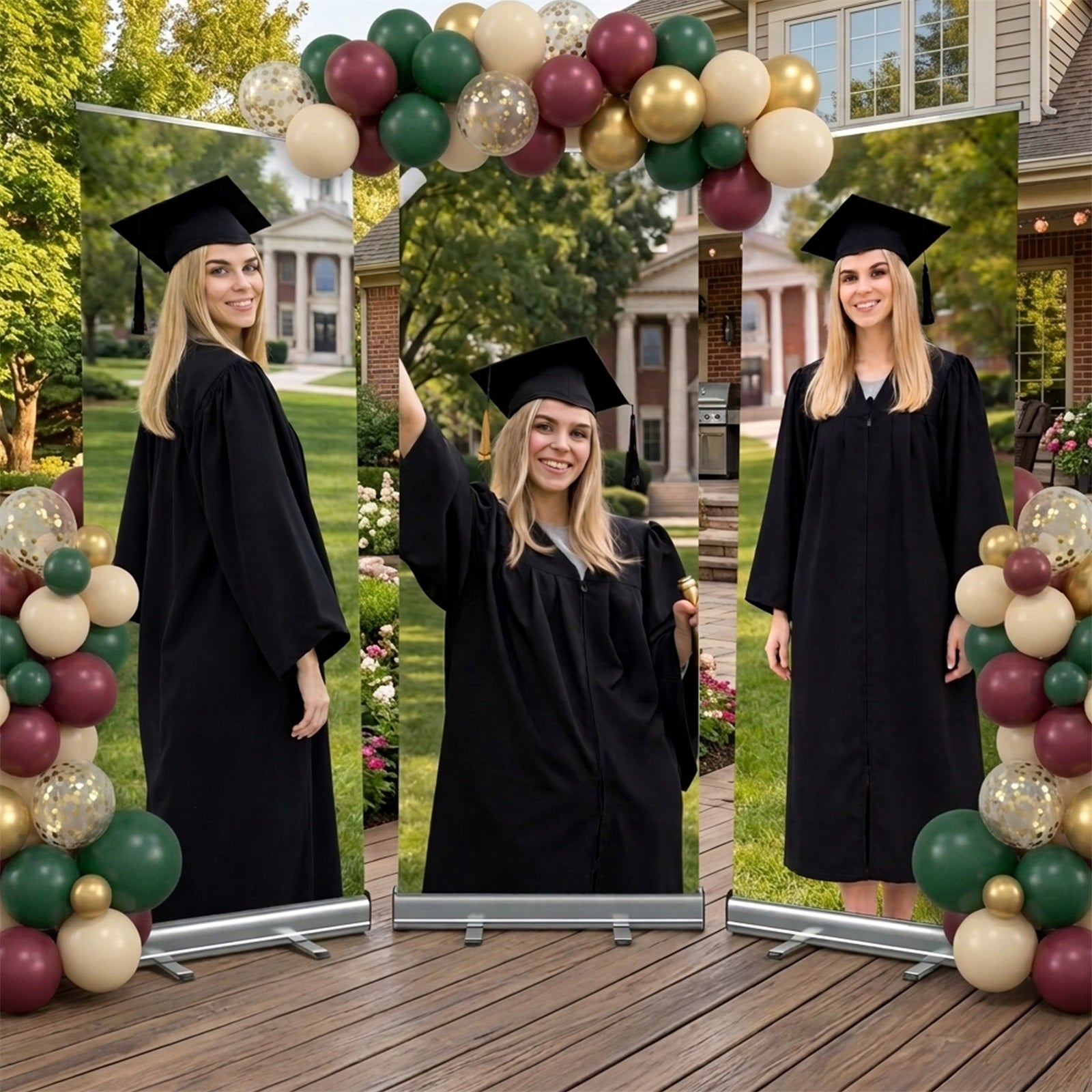 Custom Retractable Backdrop Set Outdoor Photo Banner Grad Graduation Party Backdrop LX64-38
