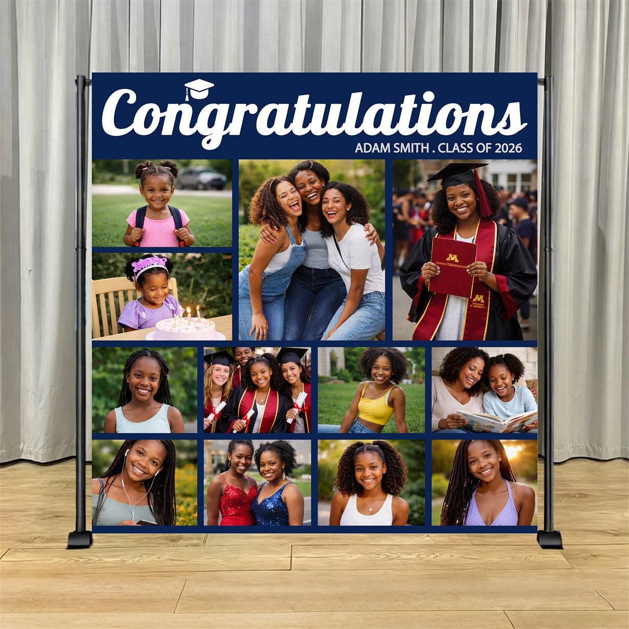 Graduation Backdrop With Picture Life Journey Grad Collage Personalized Graduation Backdrop Banner LX64-55