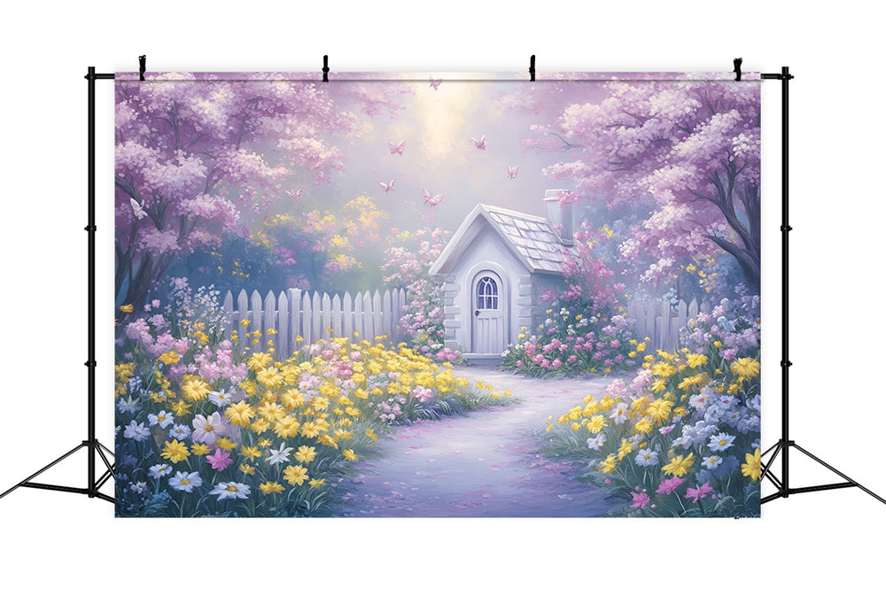 Spring Backdrop Pictures Vibrant Floral Pathway Cottage Backdrop LXX1-
