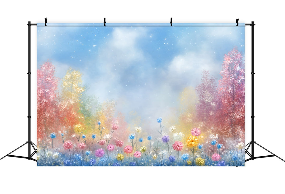 Spring Backdrops Photography Pastel Wildflower Meadow Backdrop LXX1-14