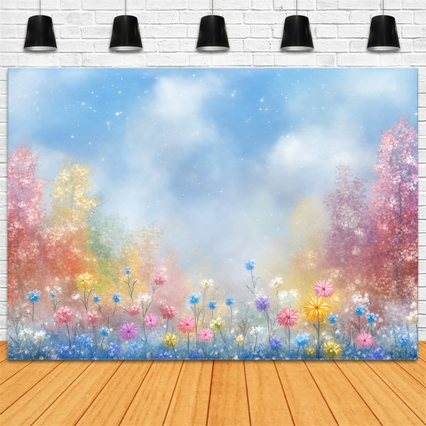 Spring Backdrops Photography Pastel Wildflower Meadow Backdrop LXX1-14