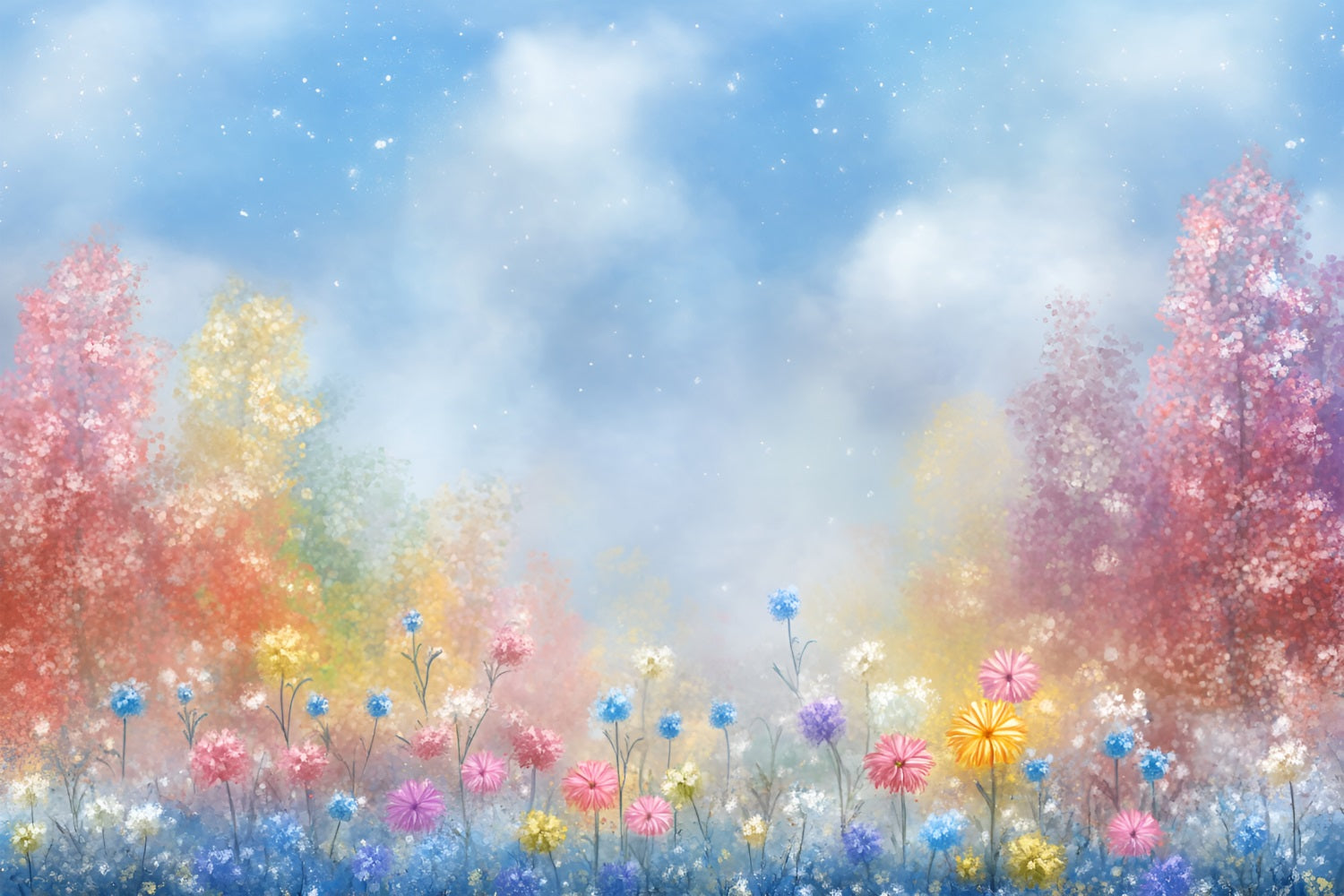 Spring Backdrops Photography Pastel Wildflower Meadow Backdrop LXX1-14