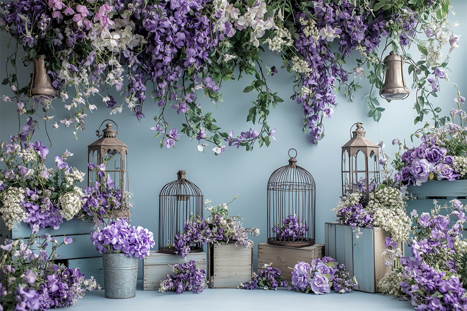 Spring Backdrops Photography Hanging Floral Beauty Lantern Backdrop LX