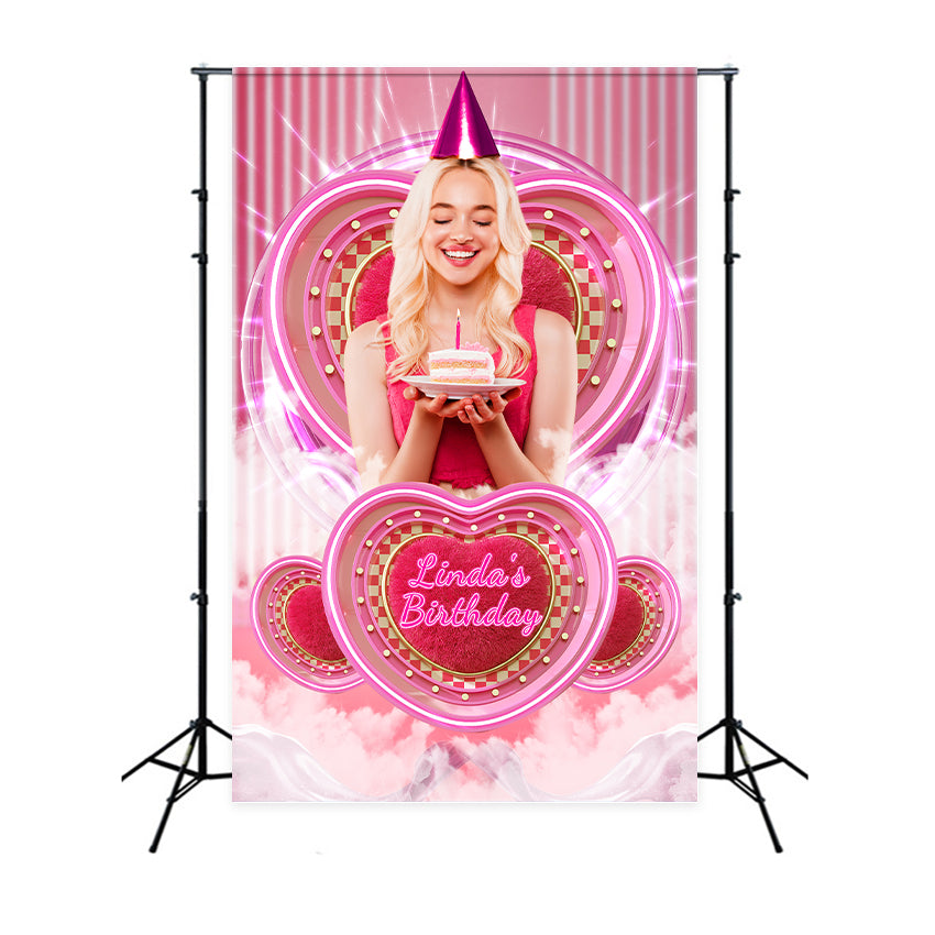 Birthday Backdrop Custom Fashion Doll Glitz Pink Heart Backdrop LXX1-213