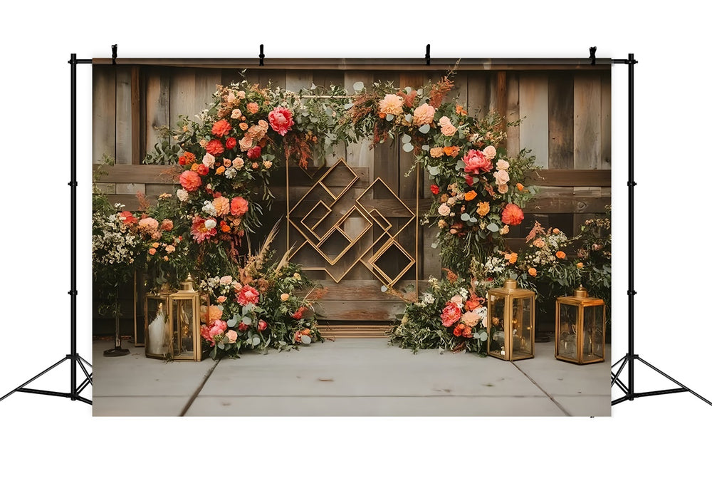 Frame Backdrop Pet Photography Backdrops Floral Arch Golden Frame Backdrop LXX1-258