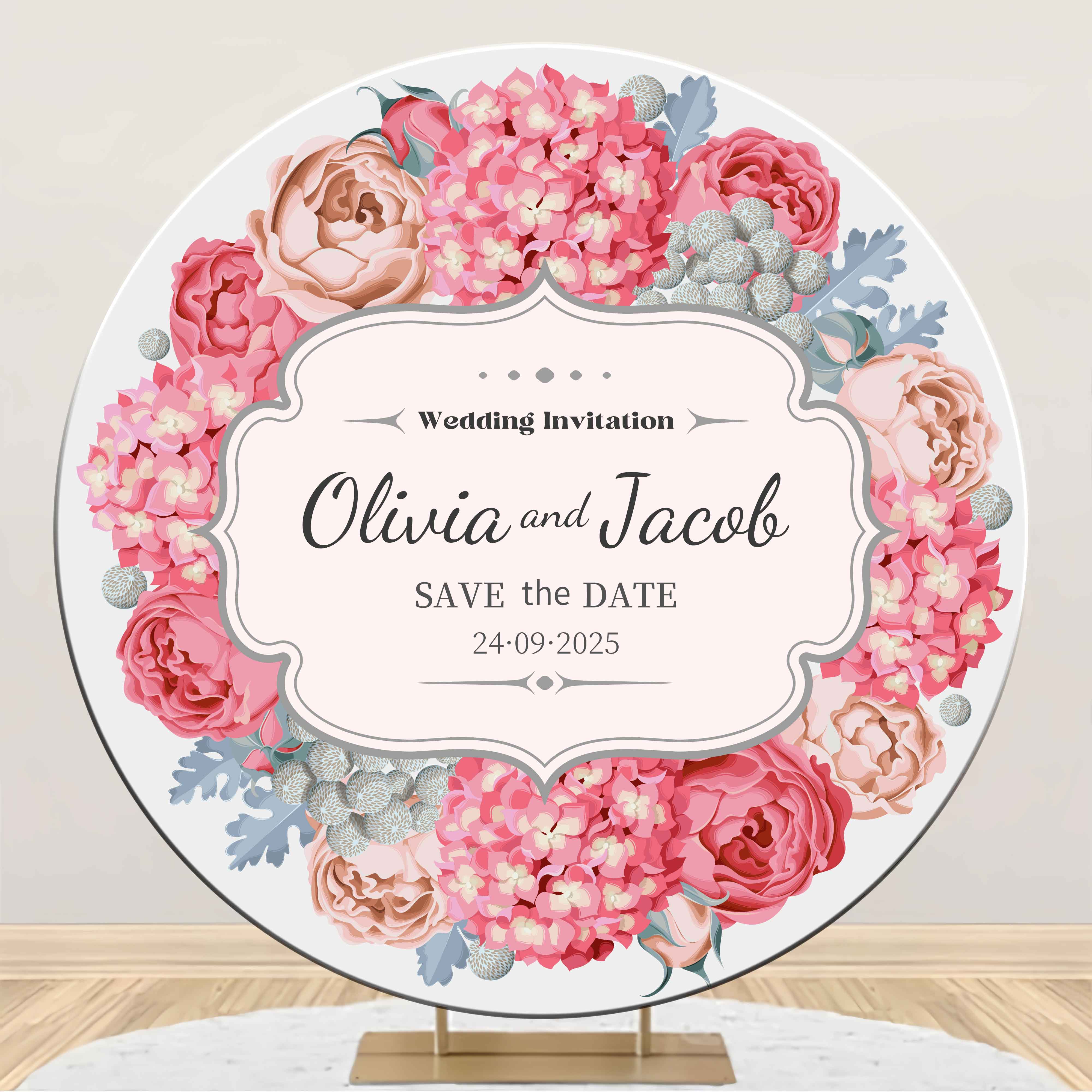 Backdrop Rond Custom Backdrop For Wedding Romantic Blossom Sweet Round Backdrop LXX2