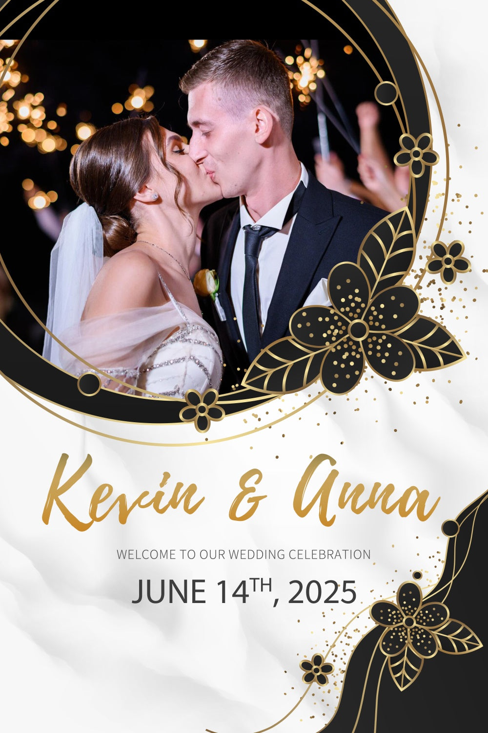 Date Backdrop Personalized Wedding Backdrops Sparkling Night Kiss Backdrop LXX2-165