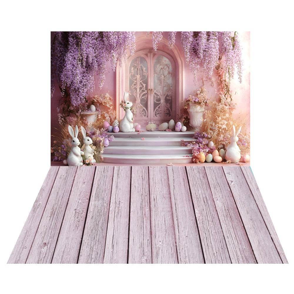 Pink R Entry Backround Lavender Easter Entry Backdrop+Blush Pink Wood Floor Backdrop LXX2-199