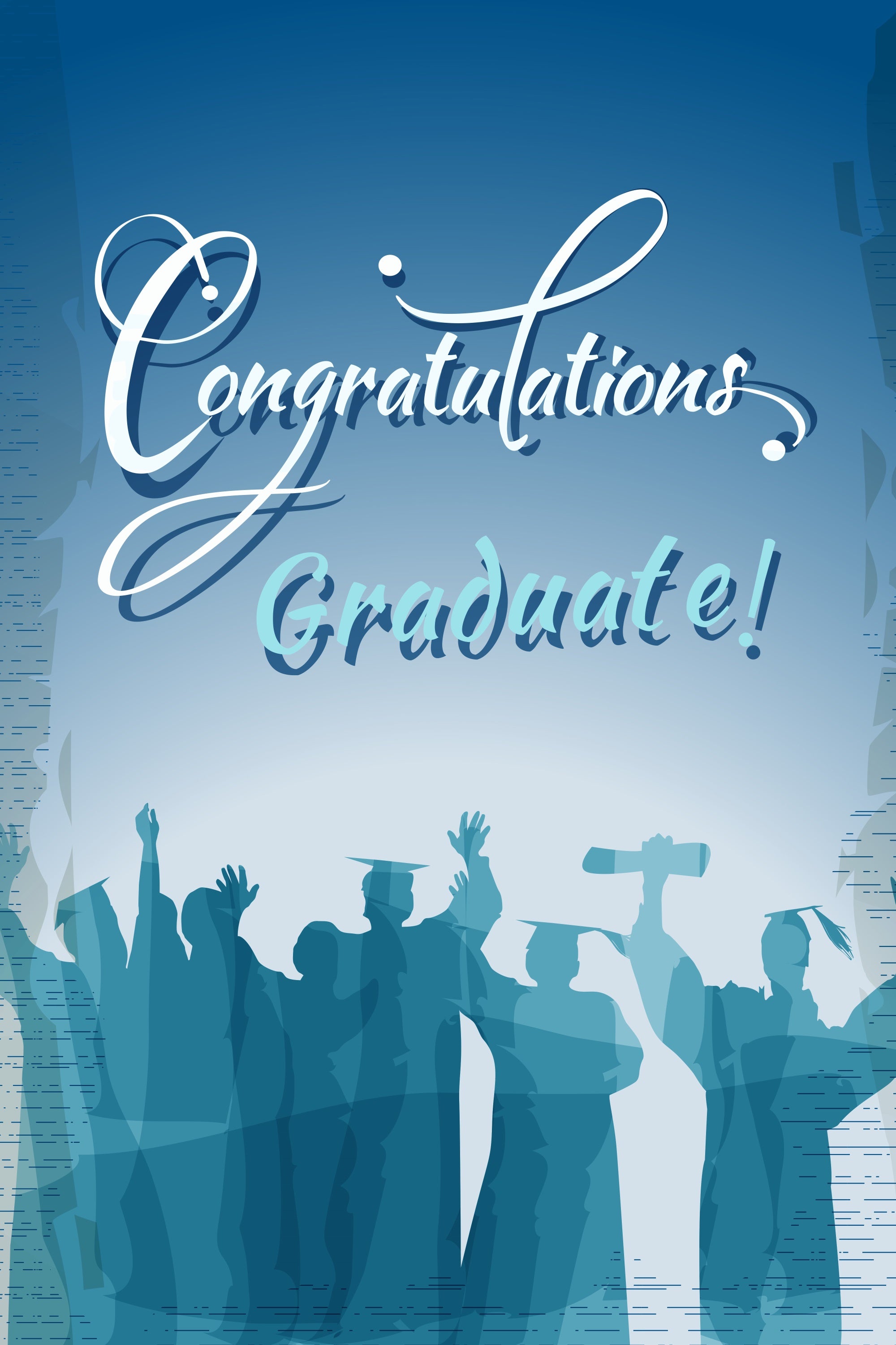 Graduated Backdrop Blue Gradient Cheers Graduation Party Backdrop LXX3-143