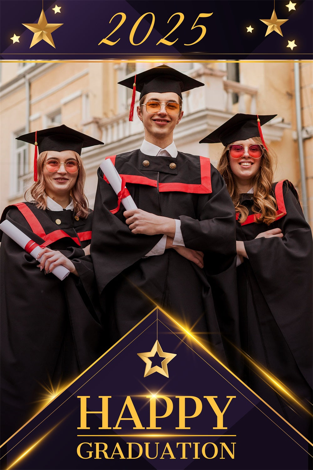 Custom Graduation Photo Backdrop Gold Stars Graduation Party Backdrop LXX3-151