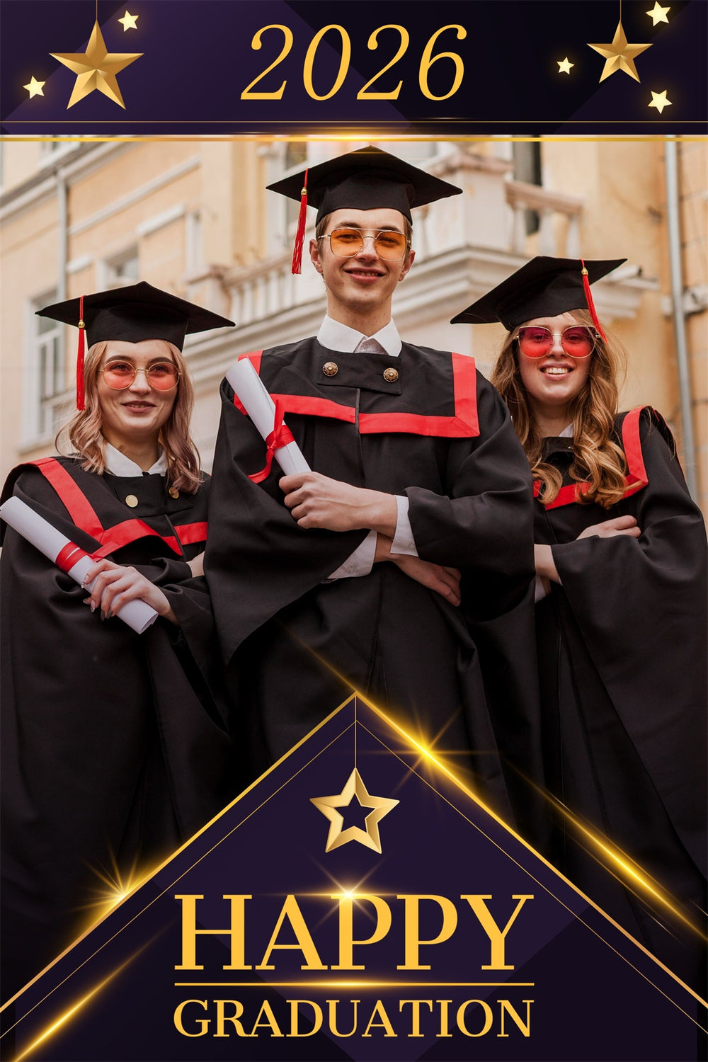 Custom Graduation Photo Backdrop Gold Stars Graduation Party Backdrop