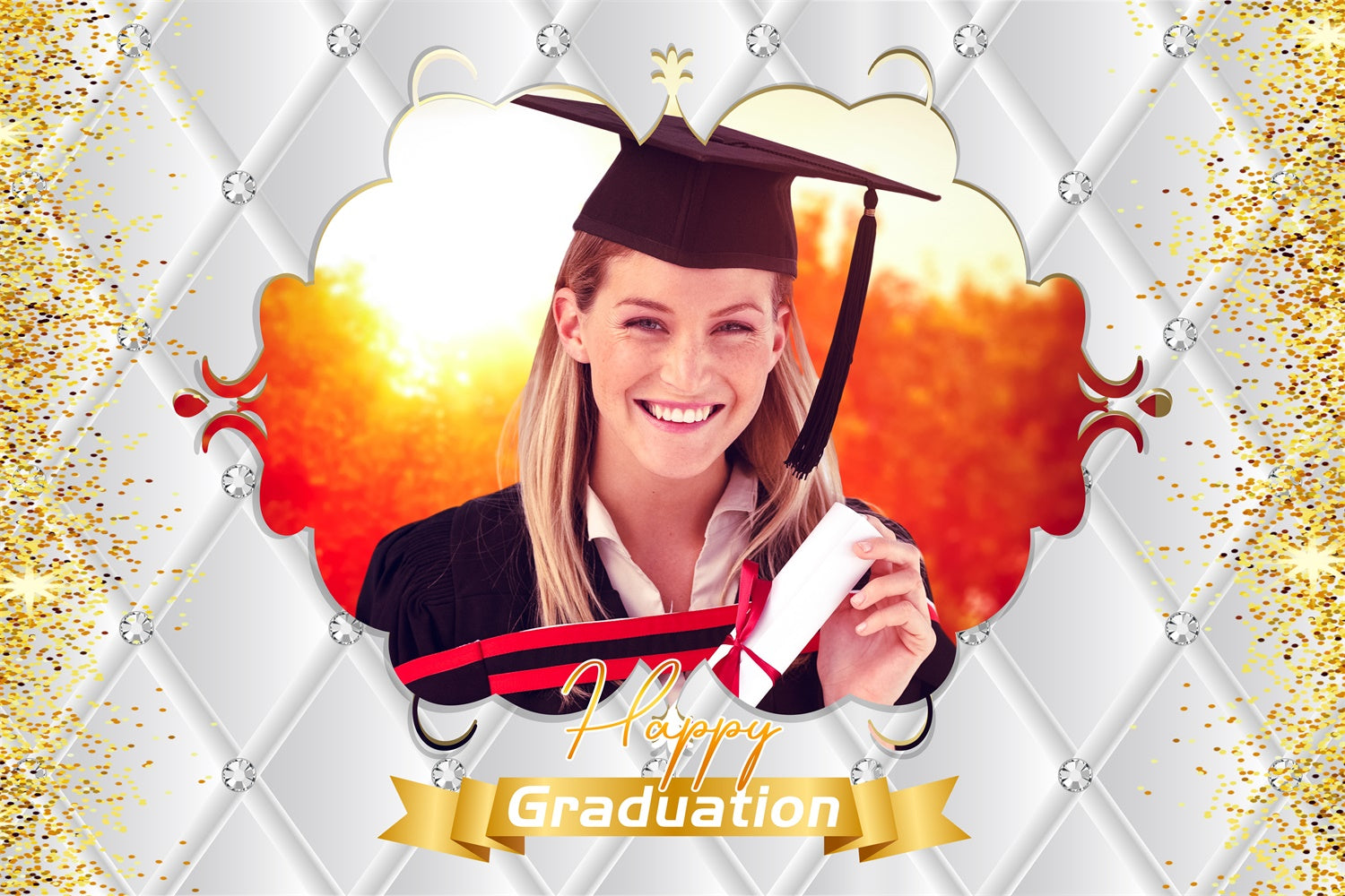 Personalized Graduation Backdrops Elegant Gem Graduation Party Backdrop LXX3-157