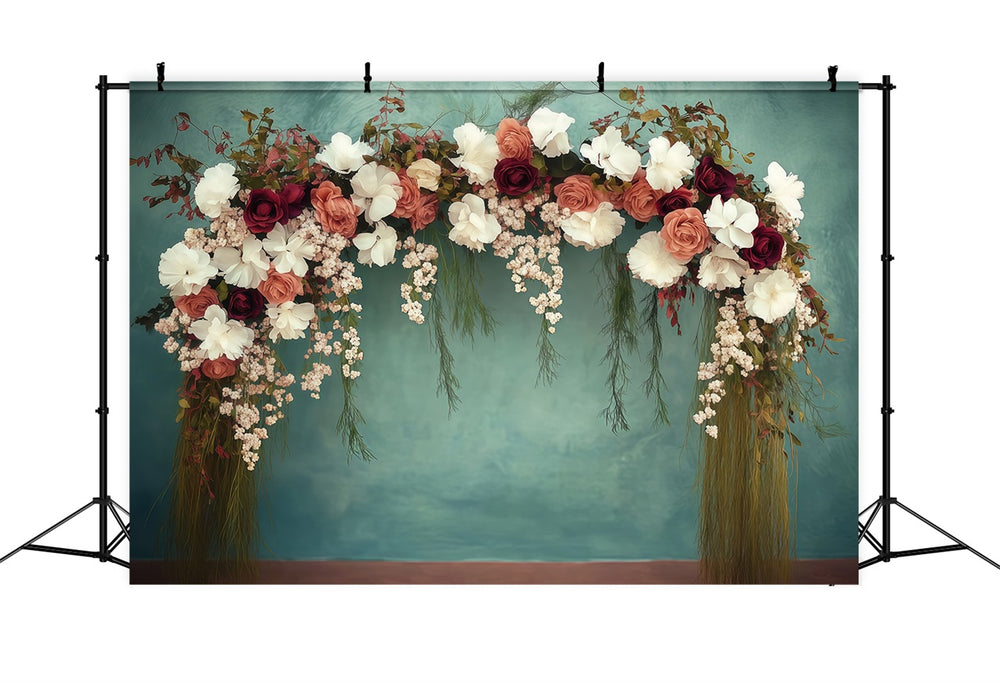 Aperturee Color Floral Spring Happy Mothers Day Half Moon Arch Backdrop