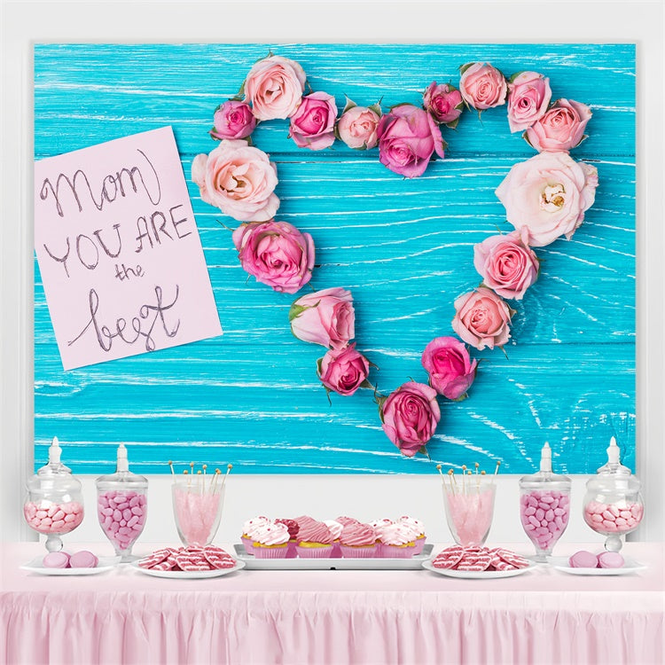 Mothers Day Backdrops Blue Wooden Floral Personalized Backdrop LXX3-53