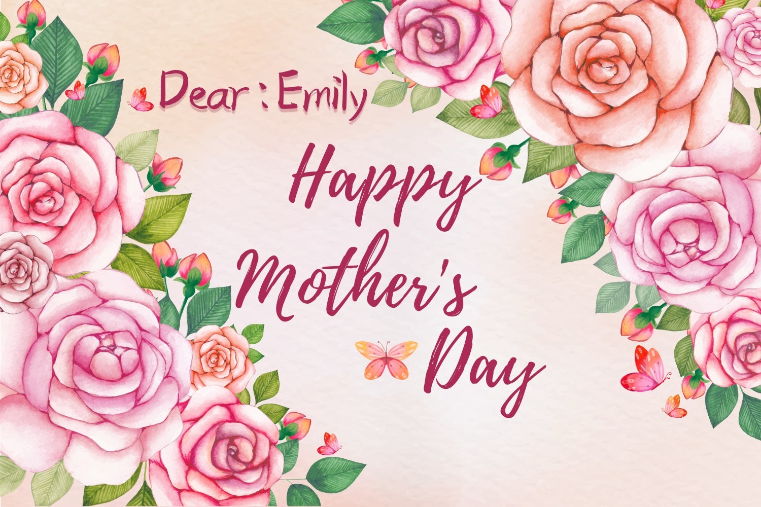 Mother's Day Backdrop Ideas Charming Pink Rose Customized Backdrop LXX3-60