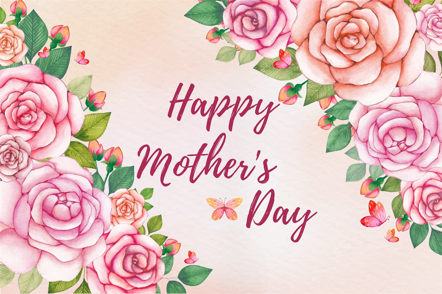 Mother's Day Backdrop Ideas Charming Pink Rose Customized Backdrop LXX3-60