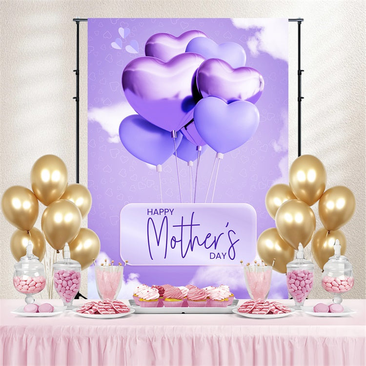 Backdrop For Mothers Day Purple Heart Balloon Custom Backdrop LXX3-63