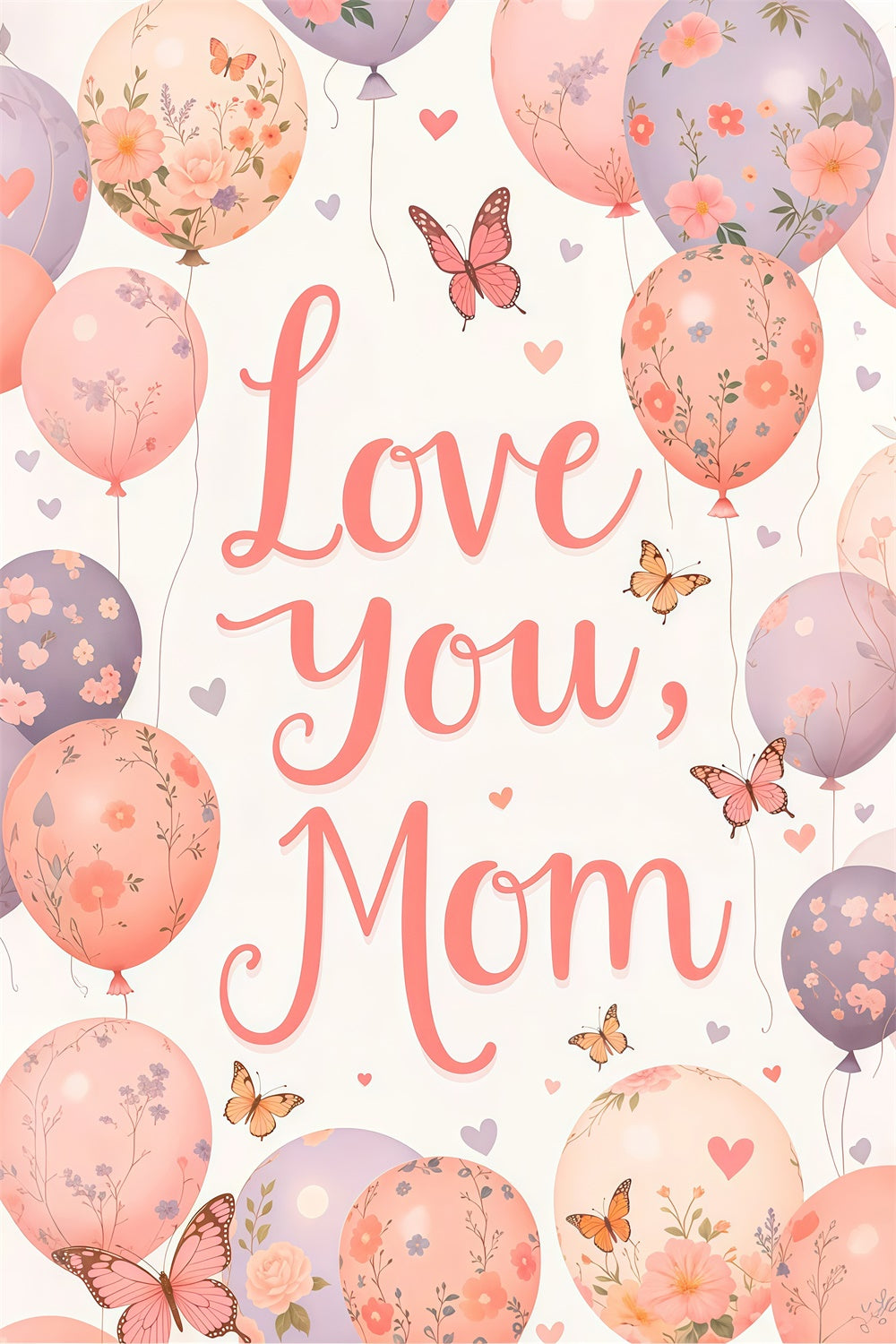 Mother's Day Backdrop Warm Floral Balloon Customized Backdrop LXX3-64